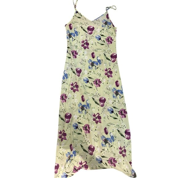 VTG Floral Maxi Slip Dress Express Spaghetti Straps Floral Womens Size 11/12 Y2K - Picture 1 of 5